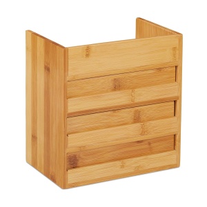 Organizator birou Relaxdays, 3 sertare, bambus, 21x20x13 cm, natural - Img 7