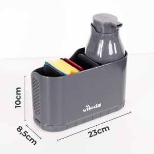 Organizator chiuveta Vileda cu dispenser sapun design compact plastic rezistent - Img 2