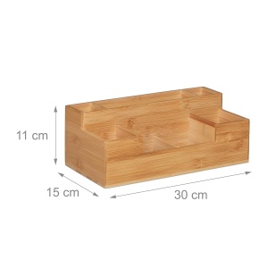 Organizer birou din bambus Relaxdays, 7 compartimente, 11x30x15 cm, natural - Img 4