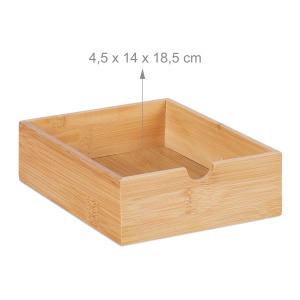 Organizer birou Relaxdays, 4 sertare, MDF alb si bambus, 14 x 33 x 21 cm - Img 5