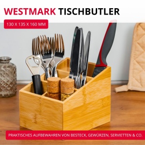 Organizer de bucatarie Westmark Tapas Friends, 5 compartimente, bambus, culoare bej - Img 2