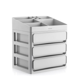 Organizer pentru machiaj InnovaGoods cu 3 sertare si 9 compartimente, capacitate mare, gri - Img 3