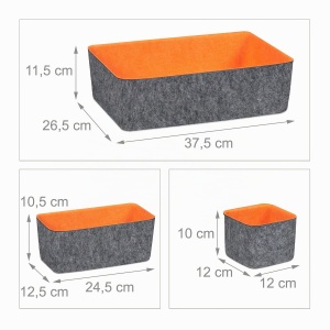 Organizer pentru sertare Relaxdays, set 5 piese, 3 dimensiuni, griorange - Img 4
