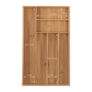 Organizer pentru tacamuri Relaxdays, 6 compartimente, bambus, 5 x 27,5 x 46 cm - Img 5