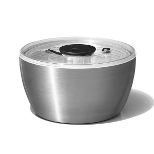 OXO Steel Salatschleuder din inox Capac transparent Mecanism pompare
