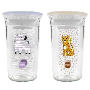 Pahar de invatare MAM Easy to Drink 290 ml, set 2 bucati, culoare ZebraLeo - Img 2