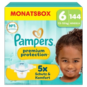 Pampers Premium Protection Marimea 6, 144 Piese, 13kg-18kg