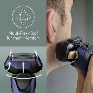 Panasonic ES-LV67A803 Aparat de ras umed si uscat cu 5 lame pentru barbati, reincarcabil, senzor inteligent de barba, cap Multi-Flex 16D, bleumarin si negru - Img 6