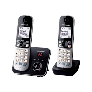 Panasonic KX-TG6822GB Telefon fara fir DECT cu robot telefonic (radiatii reduse, mod eco, telefon cu plafon, telefon fix, blocare apeluri, DUO) negru