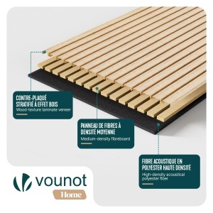 Panou Acustic VOUNOT 2er Set 120x60x2,1 cm Alb-Stejar - Img 4