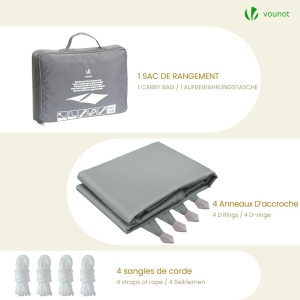 Panou de umbrire VOUNOT 3x5m, impermeabil, gri, pentru balcon si gradina - Img 7