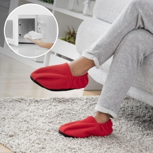 Papuci de casa InnovaGoods, incalzire in cuptor cu microunde, culoare rosie, unisex - Img 4