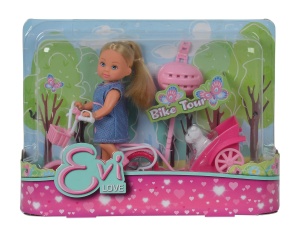 Papusa Evi Love cu Bicicleta si Remorca - Simba 105730783, 12cm, Multicolor - Img 3