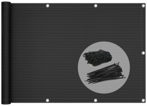 Paravan de balcon VOUNOT 90x600 cm, HDPE, rezistent la UV, negru