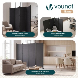 Paravent VOUNOT 4 Panouri Freestanding 228 x 164 cm Anthrazit - Img 7