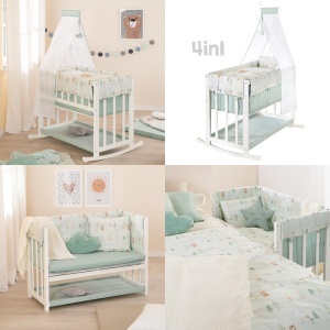 Pat multifunctional pentru bebelusi Roba 4-in-1, 45x90 cm, albpastel verde, design Woodland Buddies - Img 10