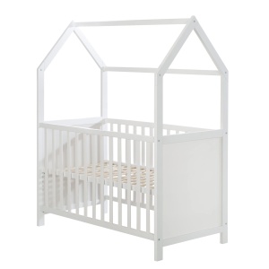 Pat pentru copii Roba Hausbett 60x120 cm alb reglabil pe inaltime transformabil