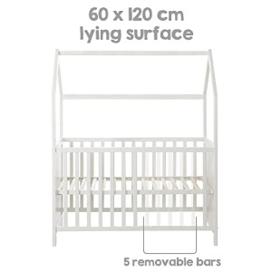 Pat pentru copii Roba Hausbett 60x120 cm alb reglabil pe inaltime transformabil - Img 11