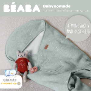 Patura Bebe Beaba Babynomade Double Fleece Verde Salvie 0-6 Luni Fleece Moale si Impermeabil - Img 2