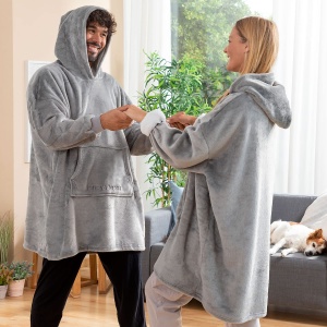 Patura cu gluga InnovaGoods, moale, calduroasa, unisex, gri - Img 4
