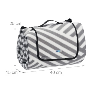 Patura de Picnic Relaxdays XXL, 200 x 200 cm, impermeabila, gri-alb - Img 5