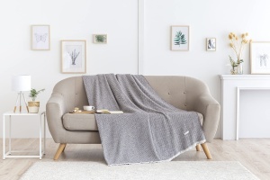 Patura din bumbac Todocama PRCMAMSGROS180X240, 180x240 cm, gri inchis - Img 5