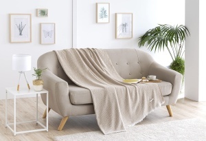 Patura Todocama PRCMAMSBEAR 230x240 cm Bumbac 100 Recycled Design Nordic Bej Sand - Img 5