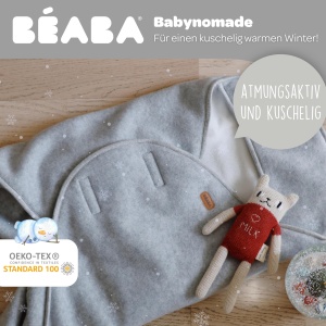 Paturica pentru bebelusi BEABA Babynomade Double Fleece, grialb, 0-6 luni, impermeabila si respirabila - Img 2