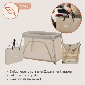 Patut 3-in-1 Lionelo Alice cu saltea, compact, pentru copii de la 0 la 15 kg - Img 4