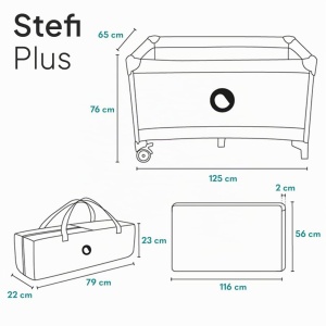 Patut de calatorie Lionelo Stefi Plus, capacitate 15 kg, cu saltea si roti - Img 3
