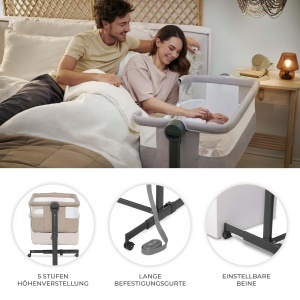 Patut multifunctional Kinderkraft NESTEE UP 2, 2-in-1, cu roti, bej - Img 6