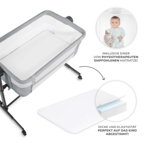 Patut multifunctional Kinderkraft NESTEE UP 2 2-in-1 cu saltea si husa reglabil pe inaltime gri - Img 6