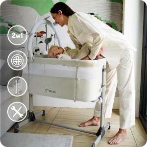 Patut multifunctional pentru copii Momi REVO, reglabil pe inaltime, cu saltea si roti - Img 5