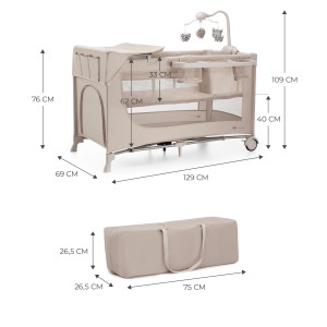 Patut pentru copii Kinderkraft Joy 2, 3-in-1, bej, cu accesorii - Img 12
