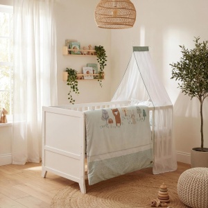 Patut pentru copii Komplettbettset Woodland Buddies, 70 x 140 cm, Alb, cu saltea si lenjerie - Img 8