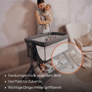 Patut pentru copii Lionelo Leonie Plus 3 in 1, 9 kg, cu roti si saltea inovativa - Img 10
