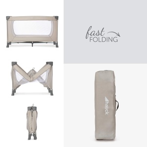 Patut pliabil Hauck Dream N Play Beige compact si usor de transportat - Img 4