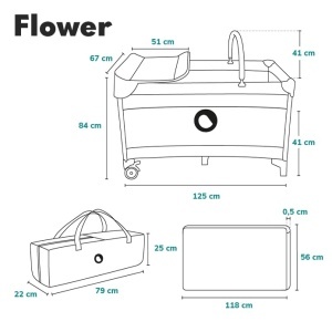 Patut pliabil Lionelo Flower 4in1 cu masuta de infasat si accesorii pentru joaca - Img 9