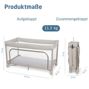 Patut pliabil Maxi-Cosi Merlin, 2-in-1, 120x60 cm, cu saltea CloudCore, Bej - Img 8