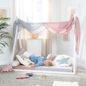 Patut Tipibett Roba 70 x 140 cm - Pat Montessori din Lemn FSC - Alb - Img 5