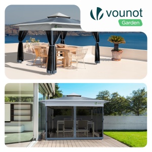 Pavilion pliabil VOUNOT 3.6x3.6m, UV 50, impermeabil, gri - Img 2
