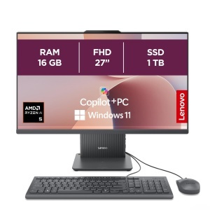 PC All-In-One Lenovo IdeaCentre 27 FHD, AMD Ryzen 5, 16GB RAM, 1TB SSD, Gri