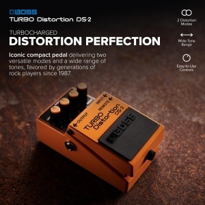 Pedala de efect BOSS DS-2 Turbo Distortion, sunete clasice, moduri turbo - Img 2