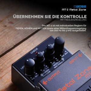 Pedala de efect BOSS MT-2 Metal Zone Distorsie high-gain EQ activ 3-benzi - Img 5