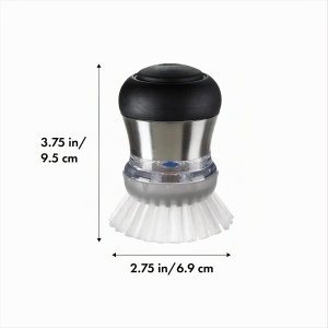 Perie de mana OXO Steel cu dozare sapun, 6.4 cm diametru, 10.2 cm inaltime - Img 2