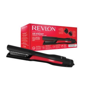 Perie uscator si indreptator de par Revlon One-Step Air Straight RVDR5330E, 2 in 1, Placi ceramice cu turmalina si infuzie de ulei de argan
