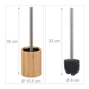 Perie WC cu suport din bambus, antibacteriana, cu cap detasabil, natursilver - Img 4