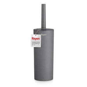 Perie WC Rayen cu capac, 37x9,2 cm, gri inchis, material durabil