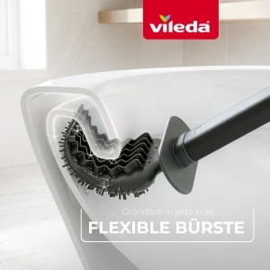 Perie WC Vileda cu Cap Flexibil, Maner din Otel Inoxidabil, Culoare Gri - Img 3