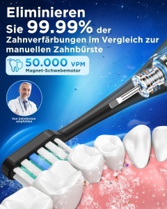 Periuta electrica YTEATH PRO, 5 moduri, 50.000 vibratiimin, neagra - Img 2